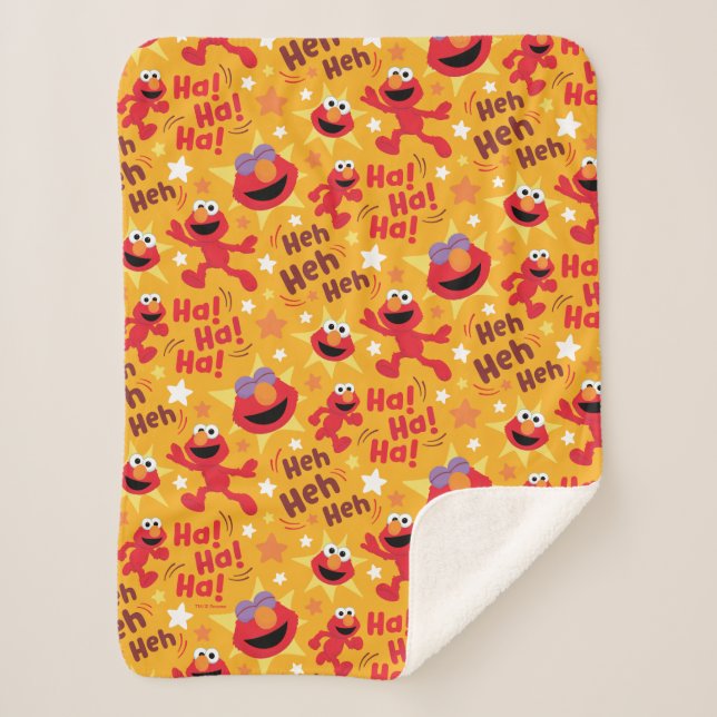 Sesame Street | Elmo Ha! Ha! Ha! Pattern Sherpa Blanket (Front)