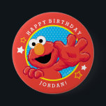 Sesame Street | Elmo - Polka Dot & Stars Birthday 7.5 Cm Round Badge<br><div class="desc">This adorable little muppet monster has popped in from Sesame Street for a special birthday surprise. A classic cartoon character seen here against a fun polka dot and stars pattern. These cute custom buttons are the perfect birthday party accessory for kids of all ages.   © 2021 Sesame Workshop. www.sesamestreet.org</div>