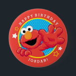 Sesame Street | Elmo - Polka Dot & Stars Birthday 7.5 Cm Round Badge<br><div class="desc">This adorable little muppet monster has popped in from Sesame Street for a special birthday surprise. A classic cartoon character seen here against a fun polka dot and stars pattern. These cute custom buttons are the perfect birthday party accessory for kids of all ages.   © 2021 Sesame Workshop. www.sesamestreet.org</div>