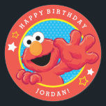 Sesame Street | Elmo - Polka Dot & Stars Birthday Classic Round Sticker<br><div class="desc">This adorable little muppet monster has popped in from Sesame Street for a special birthday surprise. A classic cartoon character seen here against a fun polka dot and stars pattern. These cute custom stickers are the perfect birthday party accessory for kids of all ages.   © 2021 Sesame Workshop. www.sesamestreet.org</div>