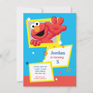 Sesame Street   Elmo - Polka Dot & Stars Birthday Invitation