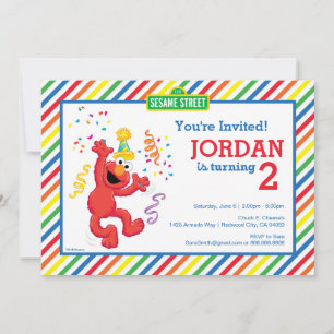 Sesame Street   Elmo - Rainbow 2nd Birthday  Invitation