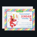 Sesame Street | Elmo - Rainbow 3rd Birthday Invitation<br><div class="desc">Check out Elmo, dancing away the little party monster! A bright, cheery and colourful design brought to you by Sesame Street. A rainbow background pattern of stripes really makes this the ultimate gender neutral party accessory. A kid's cartoon character for all ages. Customise the design with a personal message today!...</div>