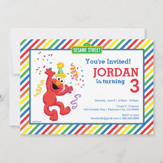 Sesame Street | Elmo - Rainbow 3rd Birthday Invitation