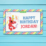 Sesame Street | Elmo - Rainbow Birthday Banner<br><div class="desc">Wish a happy birthday with some added colourful fun thanks to this amazingly cute Sesame Street design. Here comes Elmo, dancing around and looking for tickles. With a background of rainbow stripes in a cartoon pattern, this easy on the eye look is a great gender neutral option for a birthday...</div>