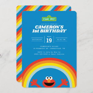 Sesame Street   Elmo Rainbow Birthday Invitation