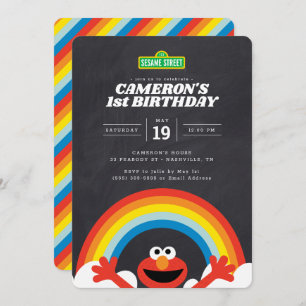 Sesame Street   Elmo Rainbow Birthday  Invitation
