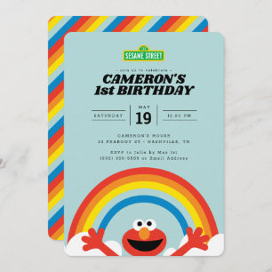 Sesame Street   Elmo Rainbow Birthday  Invitation