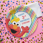 Sesame Street | Elmo - Rainbow Birthday Paper Plate<br><div class="desc">Meet Elmo - the happiest little muppet you will ever see! The adorable Sesame Street character can be seen throwing his paws up in the air like he just doesn't care in this fun birthday design. Complete with colourful rainbow stripes, these cute paper plates are a must have accessory for...</div>