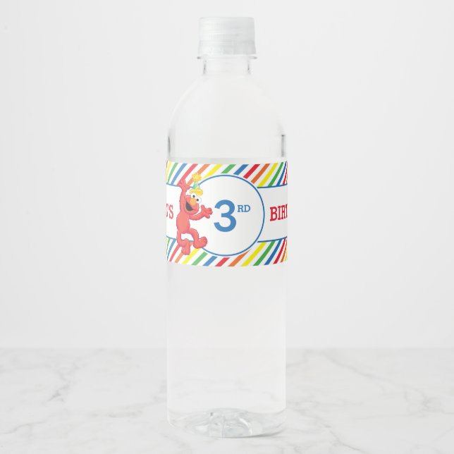 Sesame Street | Elmo - Rainbow Birthday Water Bottle Label (Front)