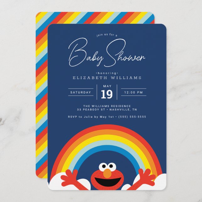 Sesame Street | Elmo Rainbow Boy Baby Shower Invitation (Front/Back)