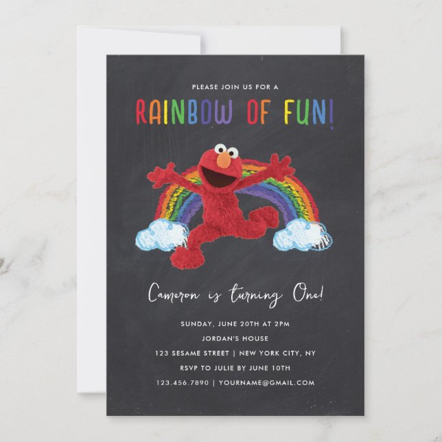 Sesame Street - Elmo Rainbow of Fun Birthday Invitation (Front)