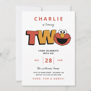 Sesame Street   Elmo - Second Birthday Invitation