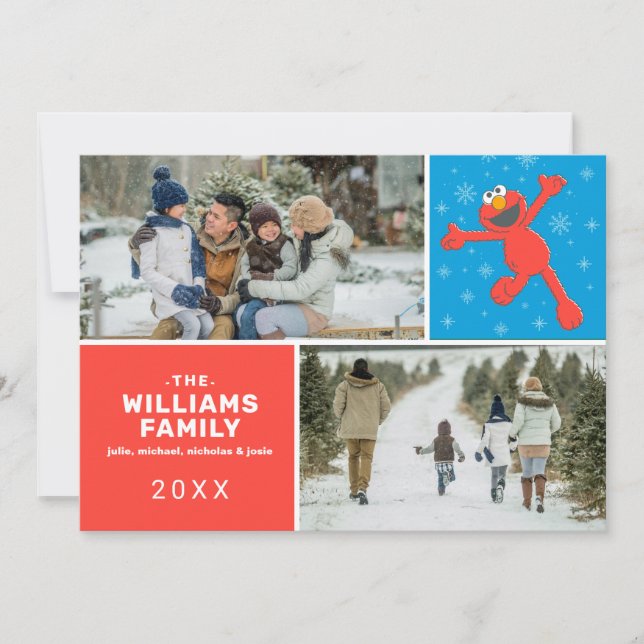 Sesame Street | Elmo Snowflake Family Photo Holiday Card (Front)