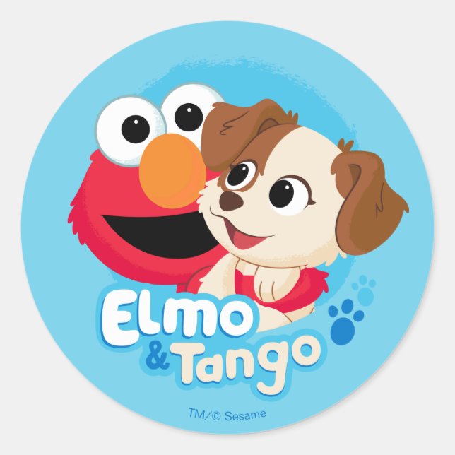 Sesame Street | Elmo & Tango Badge Classic Round Sticker (Front)