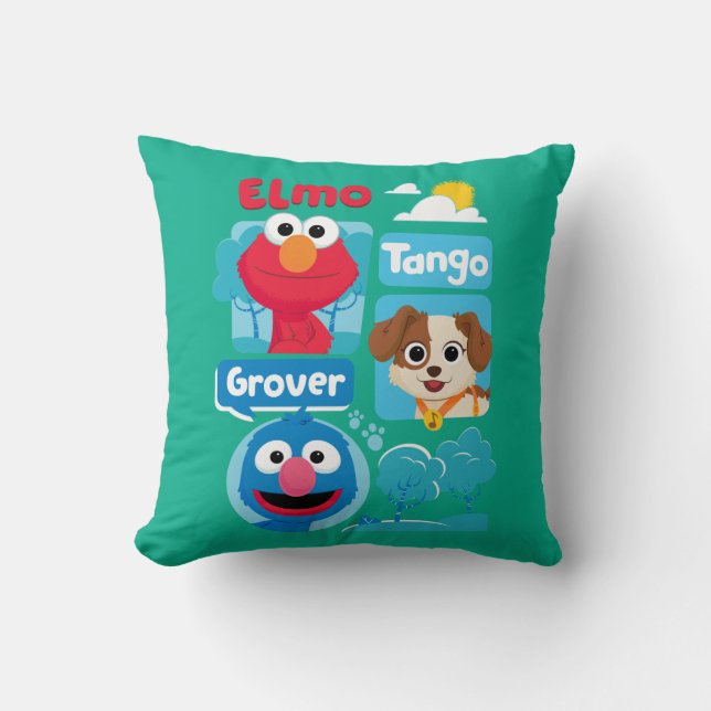 Sesame Street | Elmo, Tango, & Grover Park Graphic Cushion (Front)