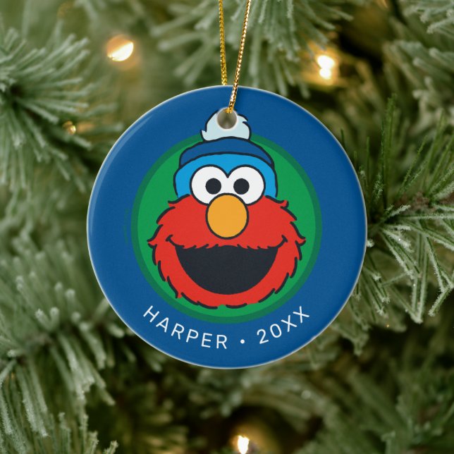 Sesame Street Elmo Winter Elmo Beanie Ceramic Ornament (Tree)