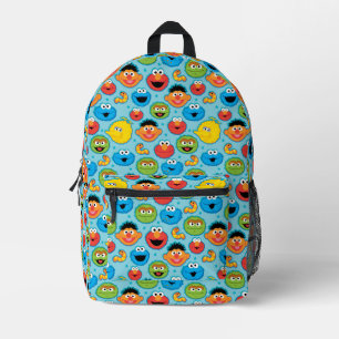 Sesame Street Faces Pattern on Blue Printed Backpack