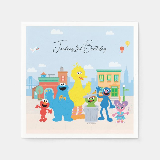 Sesame Street Friends Kids Birthday Napkin (Front)
