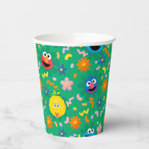 Sesame Street Green Floral Pattern Paper Cups