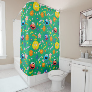 Sesame Street Green Floral Pattern Shower Curtain