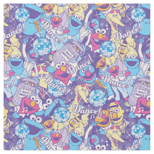 Sesame Street | Groovy Dance Pattern Fabric (Close Up)