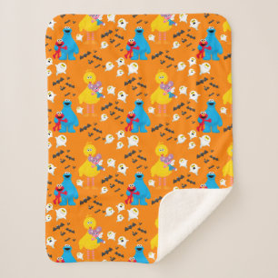 Sesame Street Halloween Bats & Ghosts Pattern Sherpa Blanket