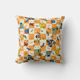 Sesame Street Halloween Chequered Pattern Cushion