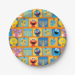 Sesame Street Hanukkah Pattern Paper Plate