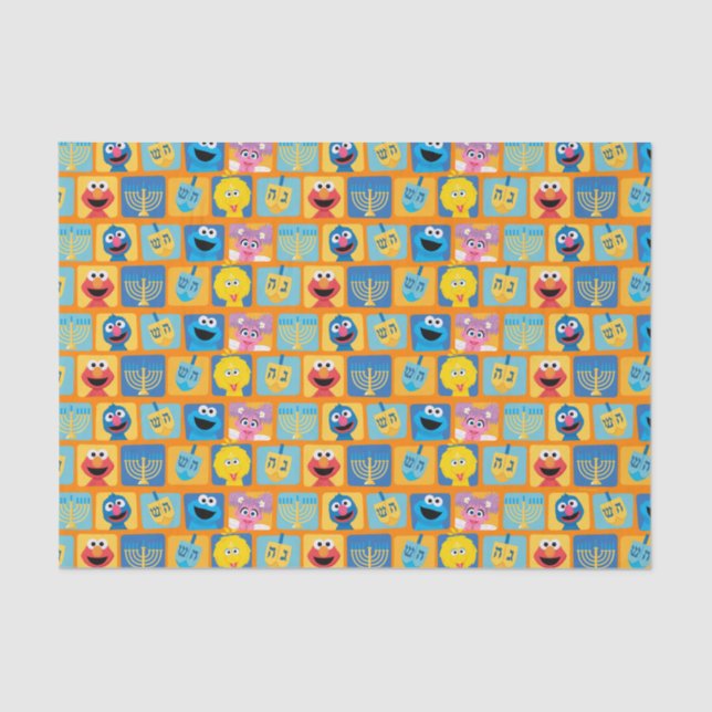 Sesame Street Hanukkah Pattern Tissue Paper (Front)