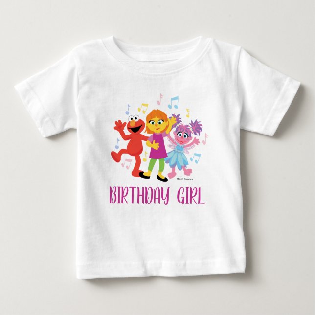 Sesame Street | Julia, Elmo & Abby - Birthday Baby T-Shirt (Front)