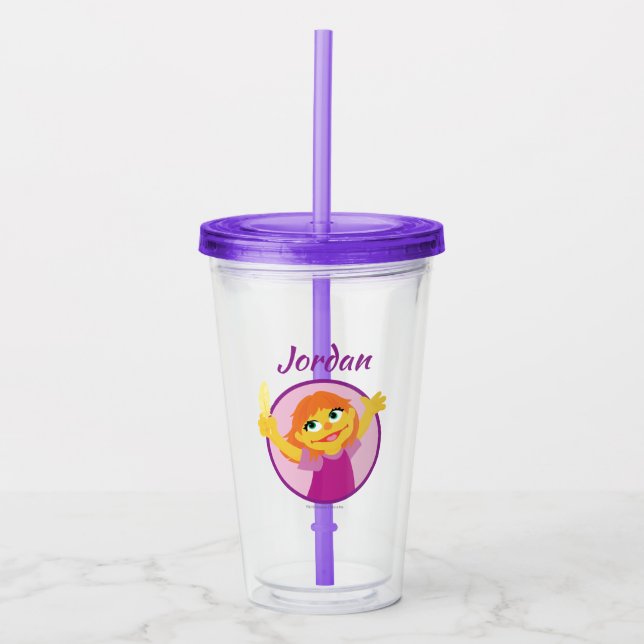 Sesame Street | Julia Holding Feather Acrylic Tumbler (Front)