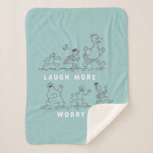 Sesame Street   Laugh More Worry Less Sherpa Blanket