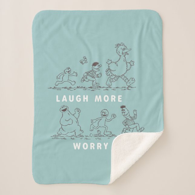 Sesame Street | Laugh More Worry Less Sherpa Blanket (Front)
