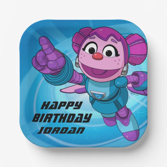 Sesame Street | Mecha Builders Abby | Add Name Paper Plate (Front)