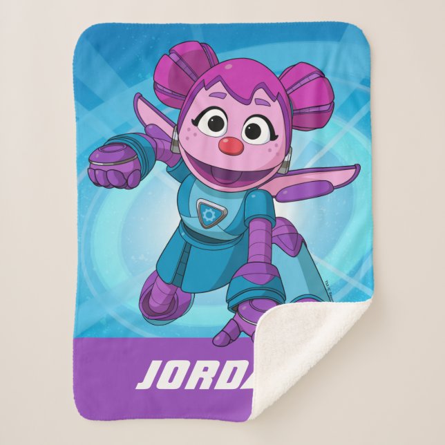 Sesame Street | Mecha Builders Abby | Add Name Sherpa Blanket (Front)
