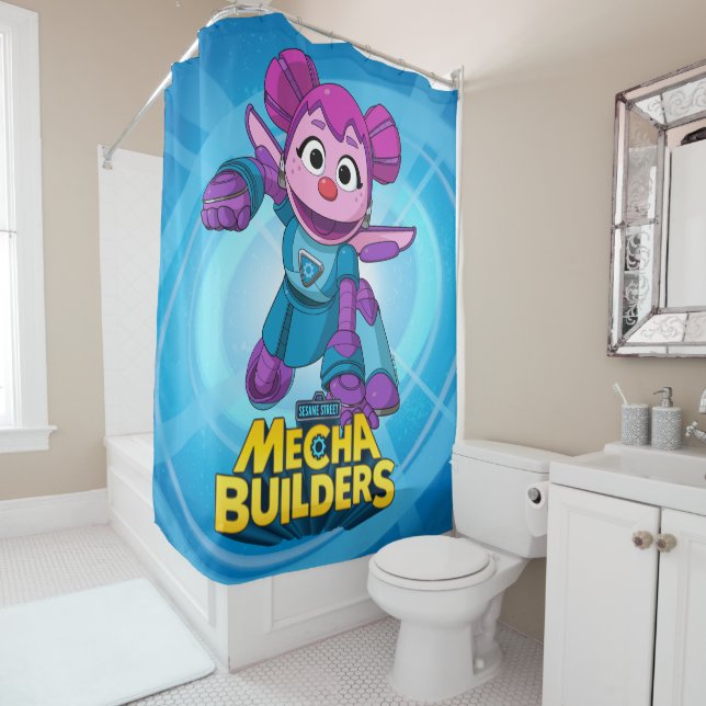 Sesame Street | Mecha Builders Abby In Action Shower Curtain (In Situ)