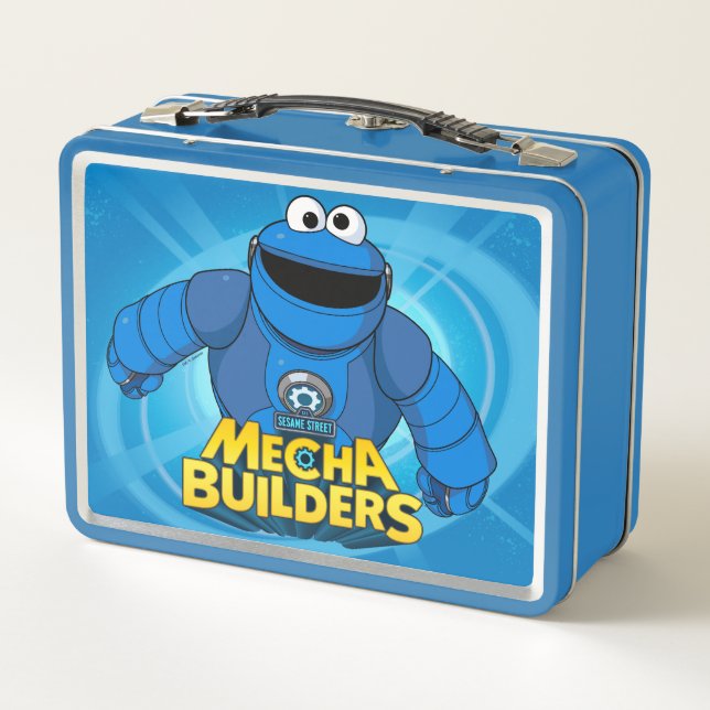 Sesame Street | Mecha Builders Cookie In Action Metal Lunch Box (Back)