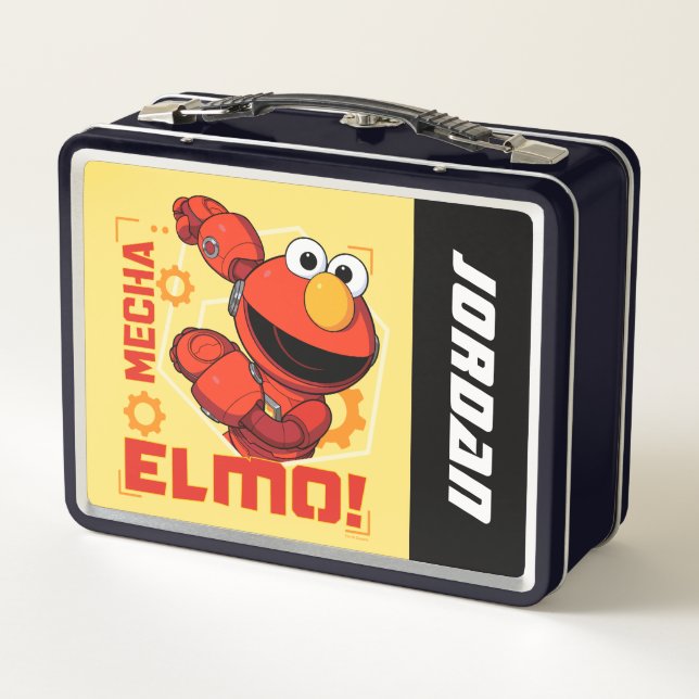 Sesame Street | Mecha Builders Elmo | Add Name Metal Lunch Box (Back)