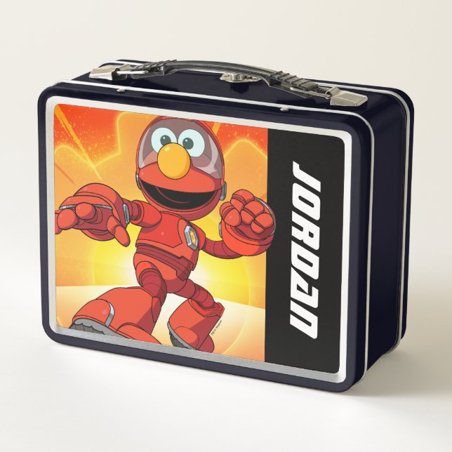 Sesame Street | Mecha Builders Elmo | Add Name Metal Lunch Box (Back)