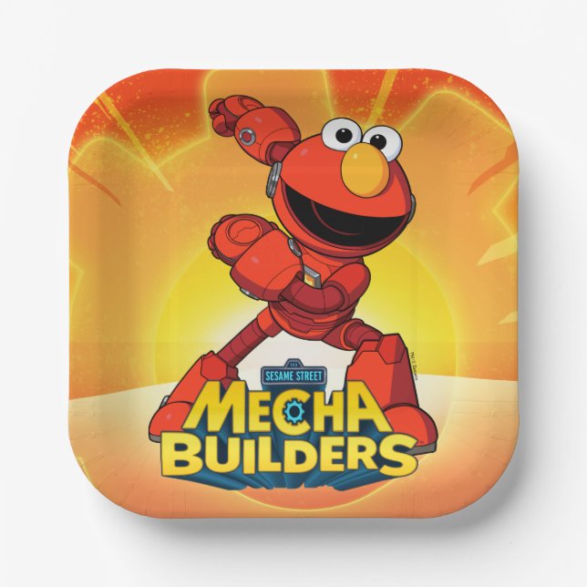 Sesame Street | Mecha Builders Elmo Paper Plate (Front)