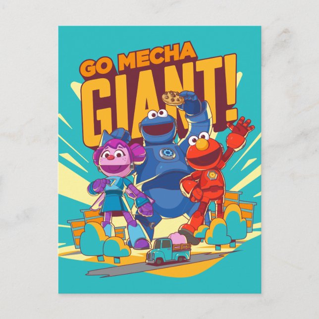 Sesame Street | Mecha Builders Go Mecha Giant! Postcard (Front)