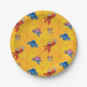 Sesame Street Mecha Builders Pattern Paper Plate