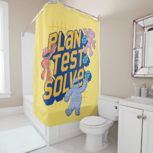 Sesame Street   Mecha Builders Plan Test Solve Shower Curtain