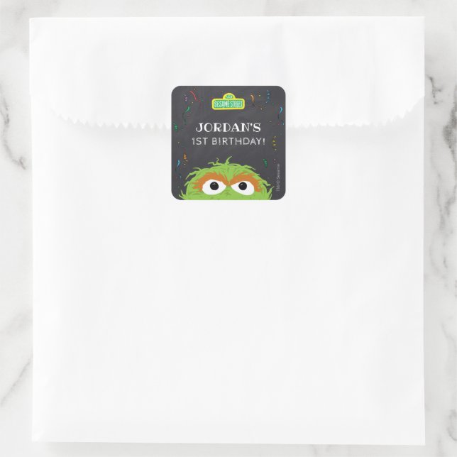 Sesame Street | Oscar Birthday Chalkboard Square Sticker (Bag)