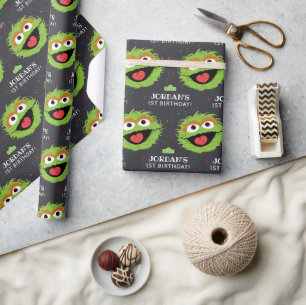 Sesame Street   Oscar Birthday Chalkboard Wrapping Paper