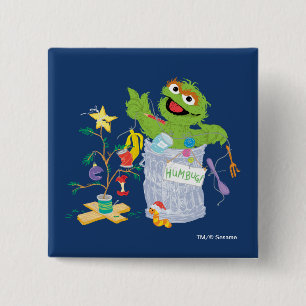 Sesame Street   Oscar - Christmas Tree 15 Cm Square Badge