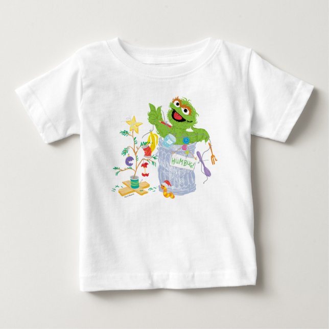 Sesame Street | Oscar - Christmas Tree Baby T-Shirt (Front)