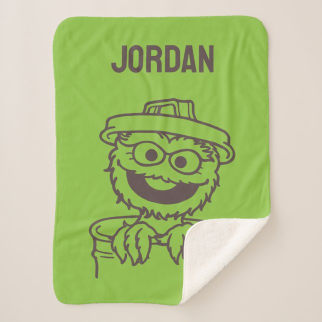 Sesame Street | Oscar the Grouch | Add Your Name Sherpa Blanket (Front)