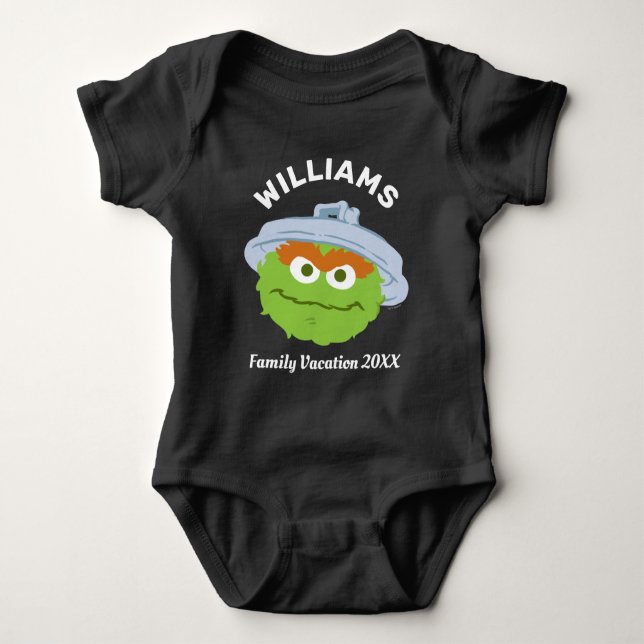 Sesame Street | Oscar the Grouch Family Vacation Baby Bodysuit (Front)